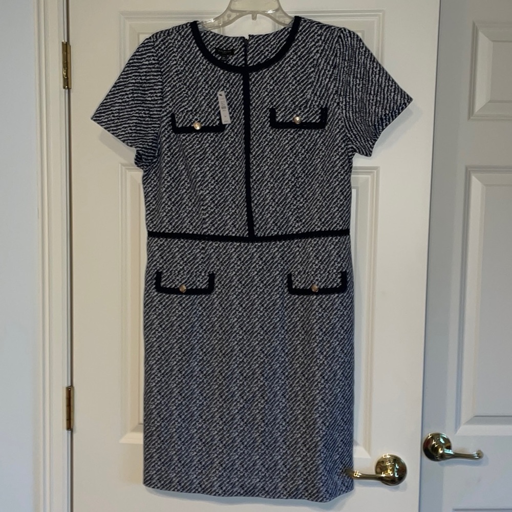 Talbots blue and white short sleeve dress size 12 petite
